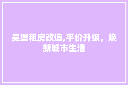 吴堡租房改造,平价升级，焕新城市生活