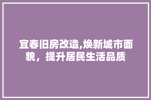 宜春旧房改造,焕新城市面貌，提升居民生活品质