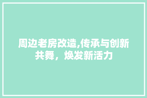 周边老房改造,传承与创新共舞，焕发新活力