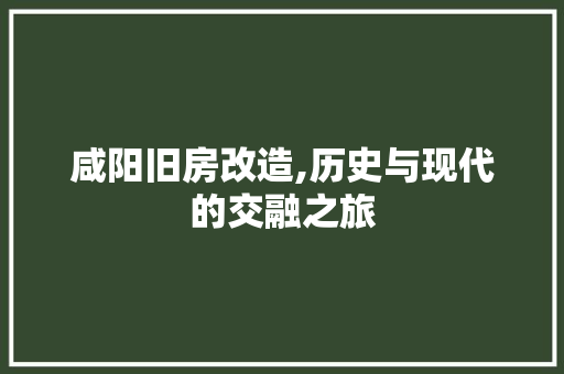 咸阳旧房改造,历史与现代的交融之旅