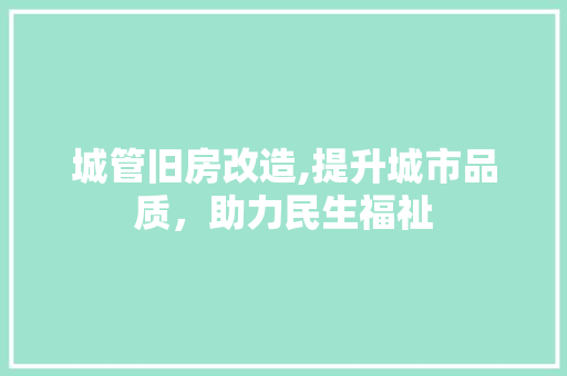 城管旧房改造,提升城市品质，助力民生福祉