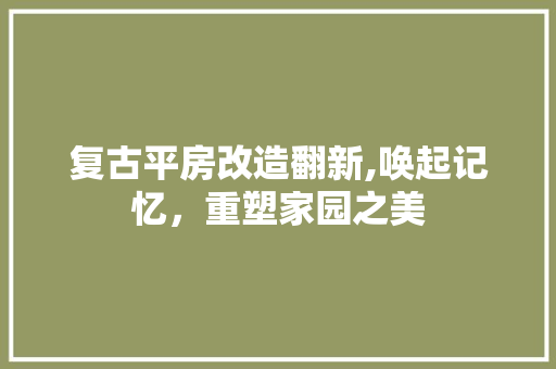 复古平房改造翻新,唤起记忆，重塑家园之美