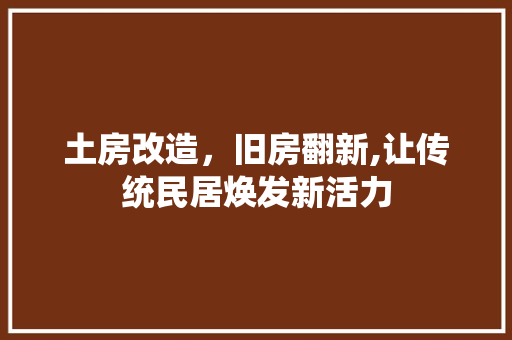 土房改造，旧房翻新,让传统民居焕发新活力