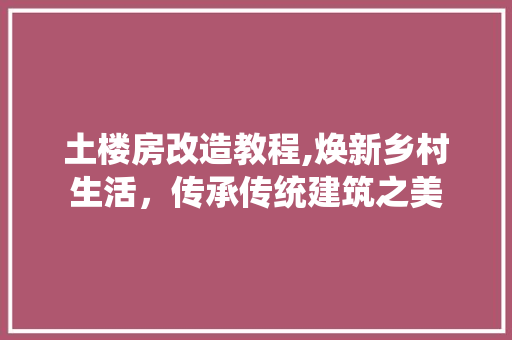土楼房改造教程,焕新乡村生活，传承传统建筑之美