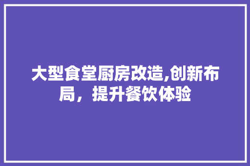大型食堂厨房改造,创新布局，提升餐饮体验