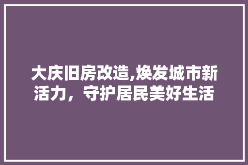 大庆旧房改造,焕发城市新活力，守护居民美好生活