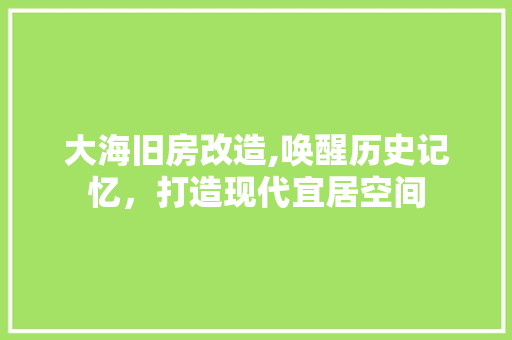 大海旧房改造,唤醒历史记忆，打造现代宜居空间