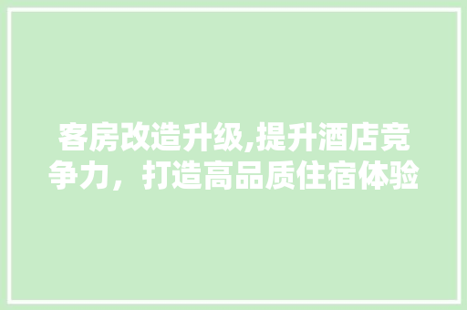 客房改造升级,提升酒店竞争力，打造高品质住宿体验