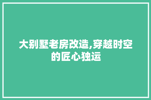 大别墅老房改造,穿越时空的匠心独运