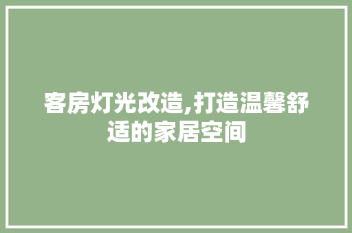 客房灯光改造,打造温馨舒适的家居空间