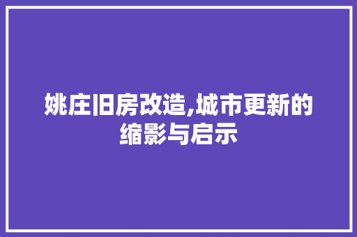 姚庄旧房改造,城市更新的缩影与启示