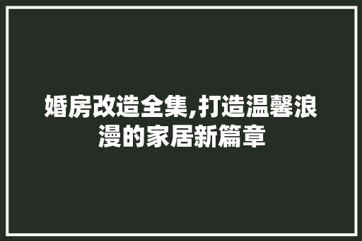 婚房改造全集,打造温馨浪漫的家居新篇章