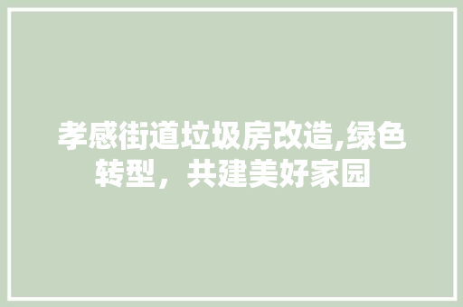 孝感街道垃圾房改造,绿色转型，共建美好家园