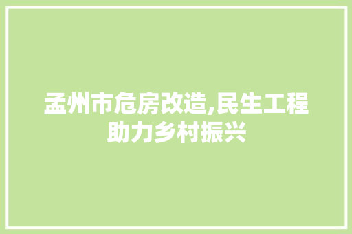 孟州市危房改造,民生工程助力乡村振兴
