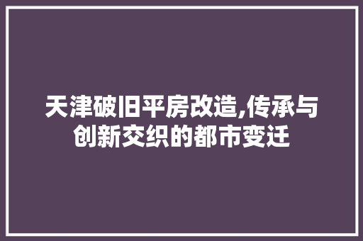 天津破旧平房改造,传承与创新交织的都市变迁