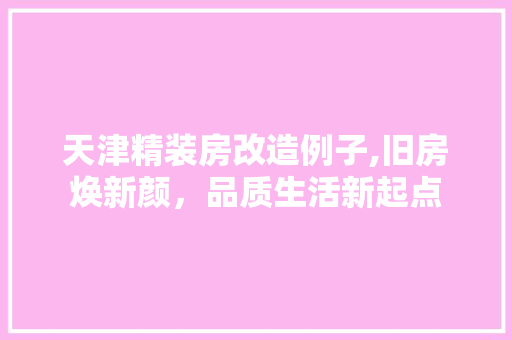 天津精装房改造例子,旧房焕新颜，品质生活新起点
