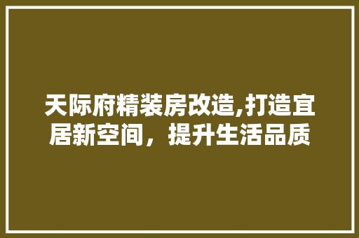 天际府精装房改造,打造宜居新空间，提升生活品质
