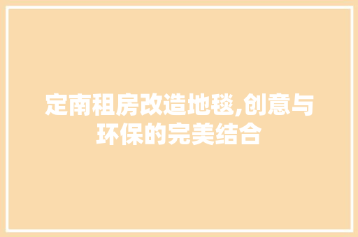定南租房改造地毯,创意与环保的完美结合