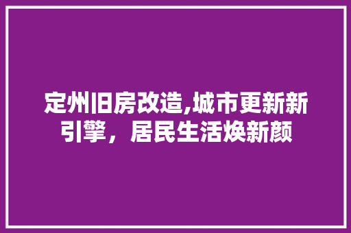 定州旧房改造,城市更新新引擎，居民生活焕新颜