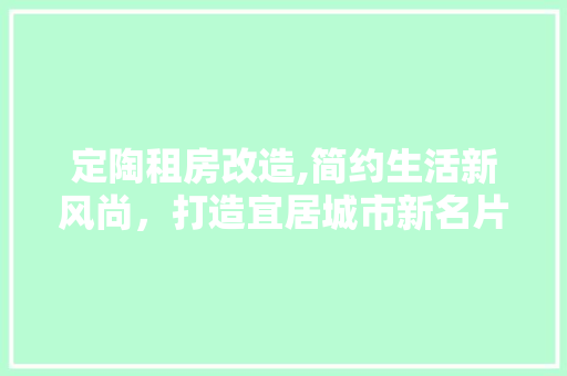 定陶租房改造,简约生活新风尚，打造宜居城市新名片