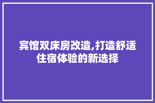 宾馆双床房改造,打造舒适住宿体验的新选择