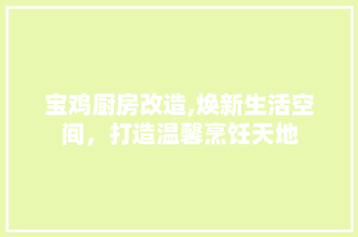 宝鸡厨房改造,焕新生活空间，打造温馨烹饪天地