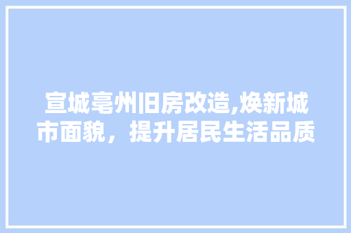 宣城亳州旧房改造,焕新城市面貌，提升居民生活品质