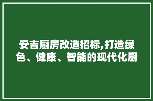 安吉厨房改造招标,打造绿色、健康、智能的现代化厨房