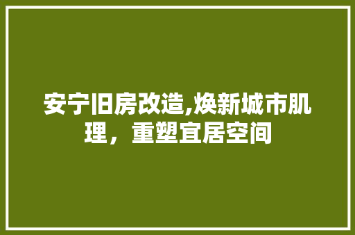 安宁旧房改造,焕新城市肌理，重塑宜居空间