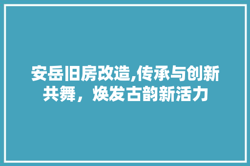 安岳旧房改造,传承与创新共舞，焕发古韵新活力