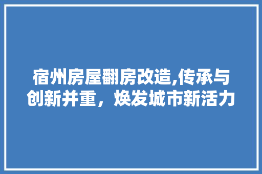 宿州房屋翻房改造,传承与创新并重，焕发城市新活力