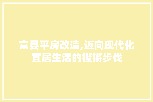 富县平房改造,迈向现代化宜居生活的铿锵步伐