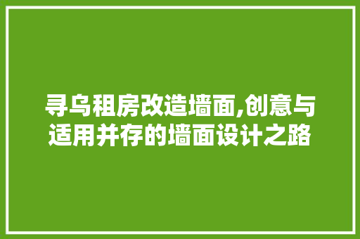寻乌租房改造墙面,创意与适用并存的墙面设计之路