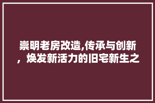 崇明老房改造,传承与创新，焕发新活力的旧宅新生之路