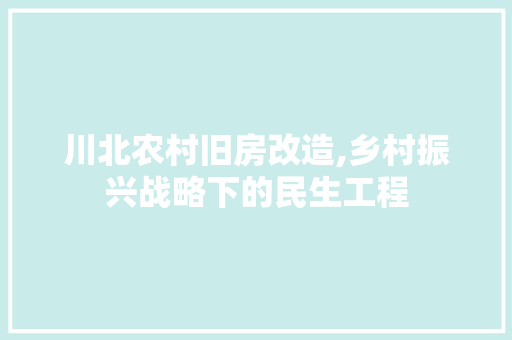 川北农村旧房改造,乡村振兴战略下的民生工程