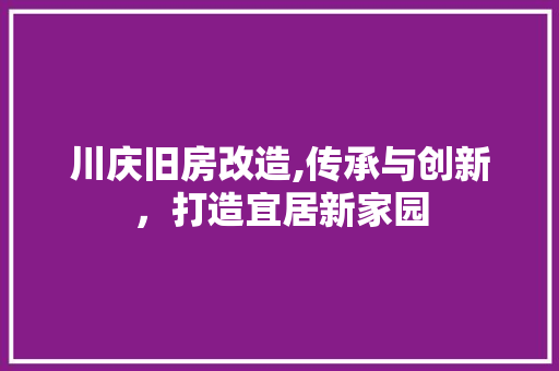 川庆旧房改造,传承与创新，打造宜居新家园