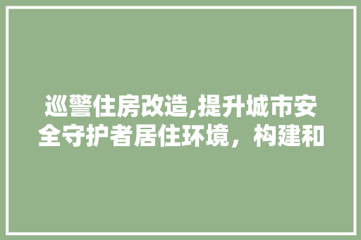 巡警住房改造,提升城市安全守护者居住环境，构建和谐宜居社会