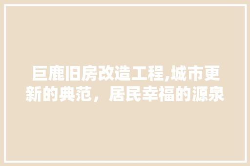 巨鹿旧房改造工程,城市更新的典范，居民幸福的源泉