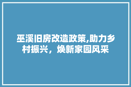 巫溪旧房改造政策,助力乡村振兴，焕新家园风采