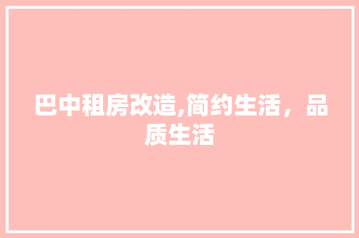 巴中租房改造,简约生活，品质生活