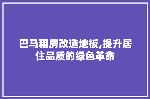 巴马租房改造地板,提升居住品质的绿色革命
