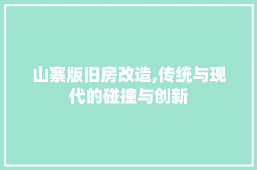 山寨版旧房改造,传统与现代的碰撞与创新