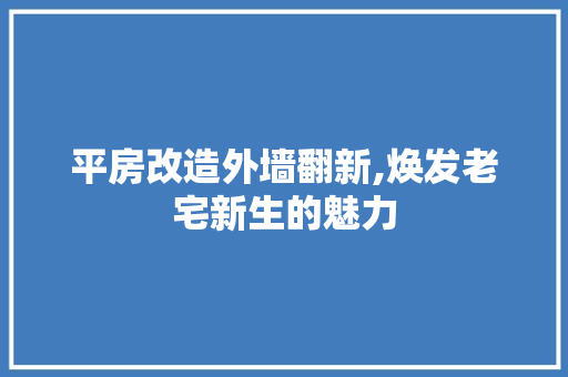 平房改造外墙翻新,焕发老宅新生的魅力