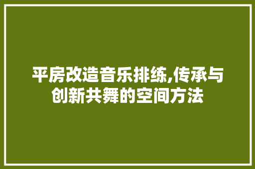 平房改造音乐排练,传承与创新共舞的空间方法
