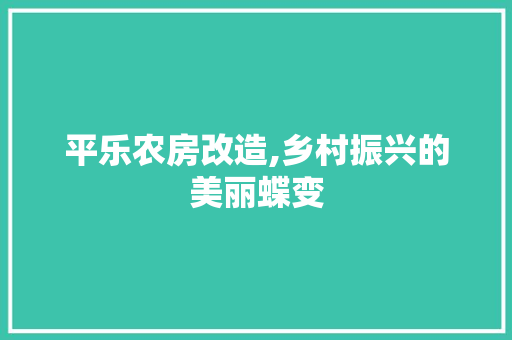平乐农房改造,乡村振兴的美丽蝶变