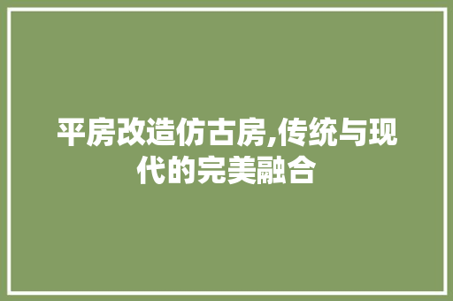 平房改造仿古房,传统与现代的完美融合