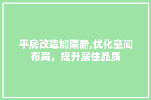 平房改造加隔断,优化空间布局，提升居住品质
