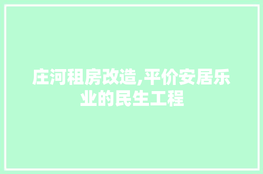 庄河租房改造,平价安居乐业的民生工程