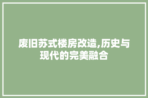 废旧苏式楼房改造,历史与现代的完美融合