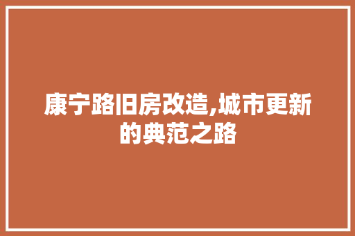 康宁路旧房改造,城市更新的典范之路